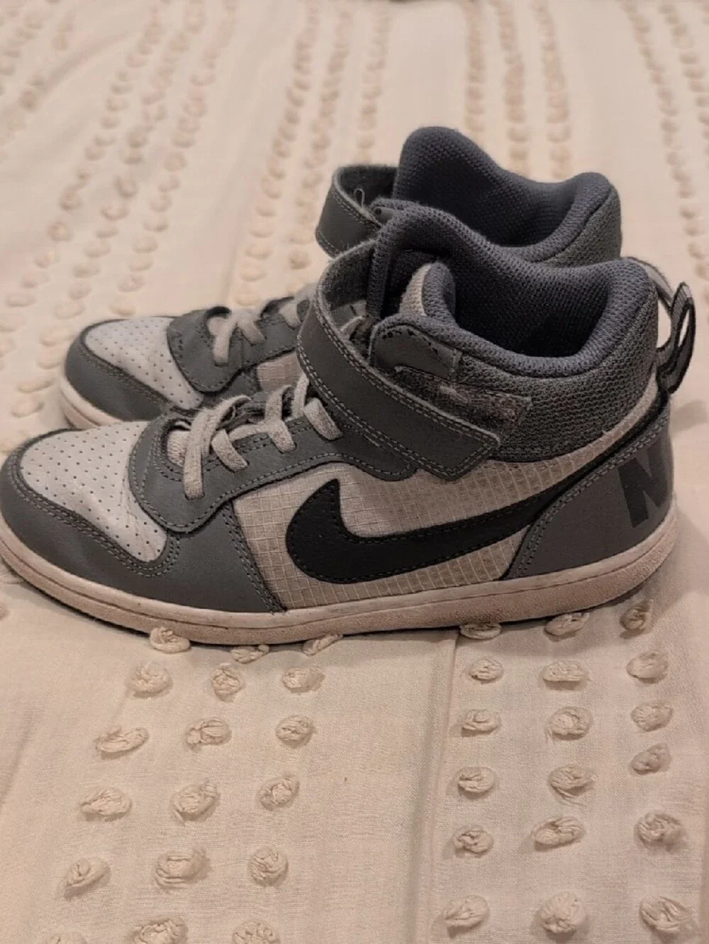Nike Kids Gray and Black High-Top Sneakers